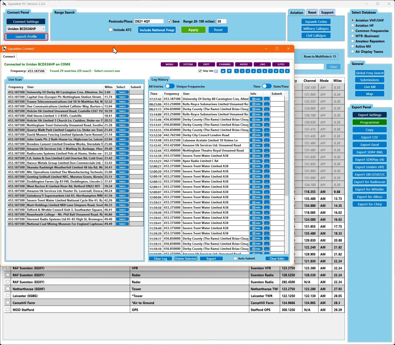 The Squawker Connect Window – Layout Overview – UKAFG Aviation, Ham ...